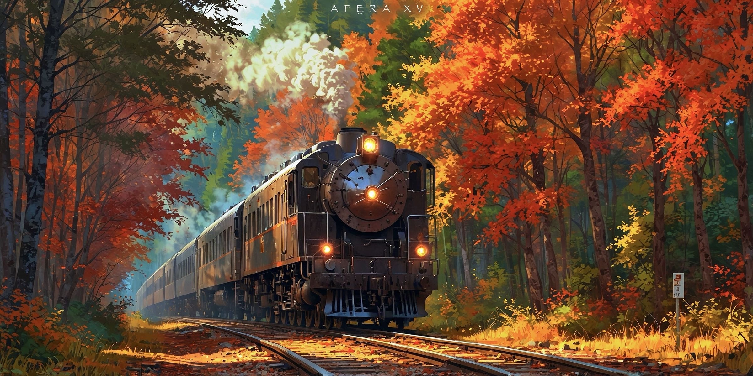 Autumn Steam Rail wallpaper
