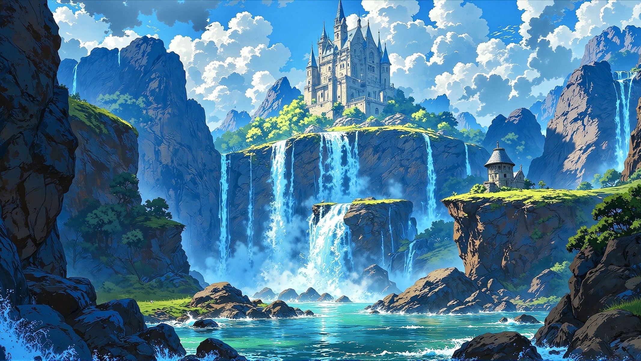 Castle Cascades  Daybreak wallpaper