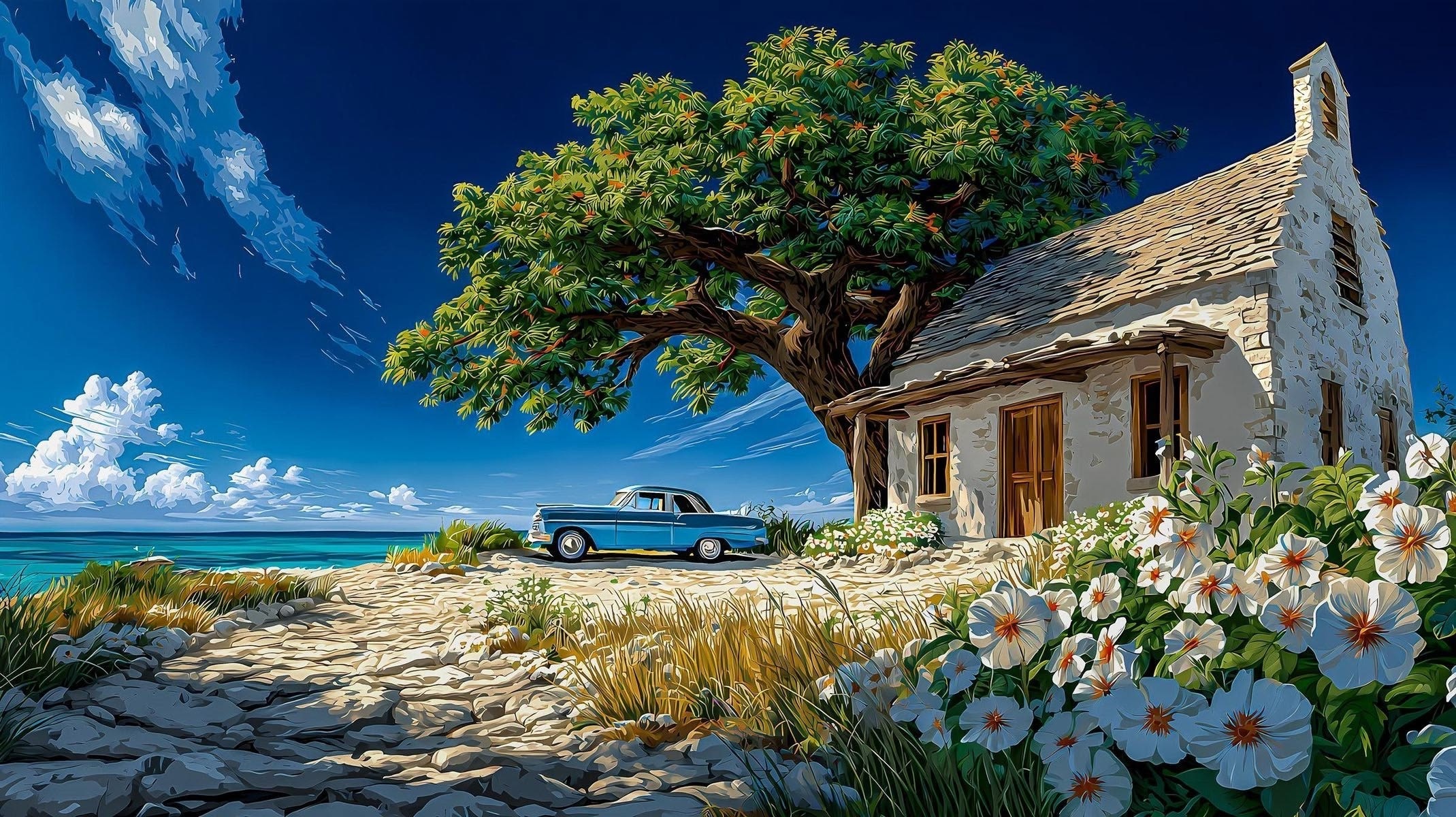 Coastal Cottage Bloom wallpaper