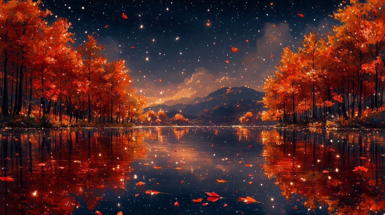 Ember Lake Reflections wallpaper