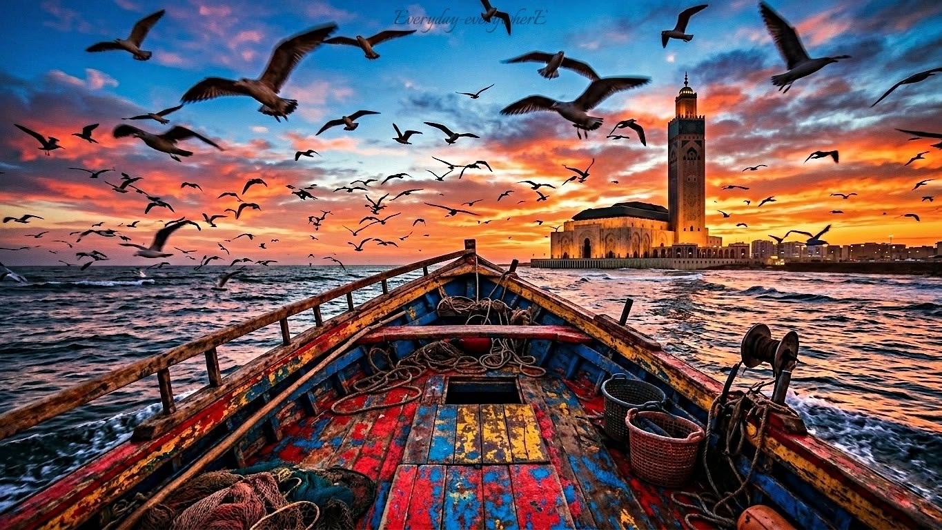 Sunset Harbor Flight wallpaper