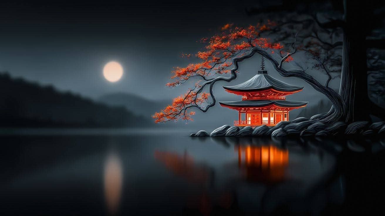Vermilion Shrine  Moon wallpaper
