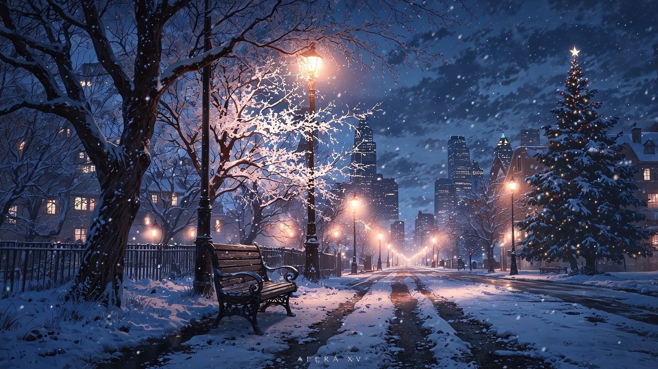 Winter City Christmas wallpaper